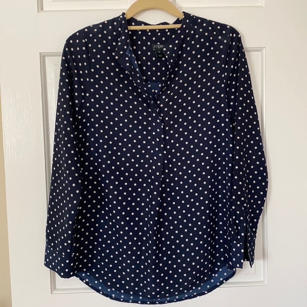J Crew blue and white blouse